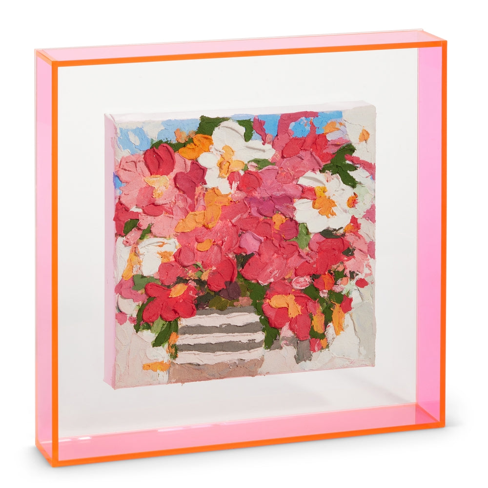 12" Acrylic Striped Flower Wall Art