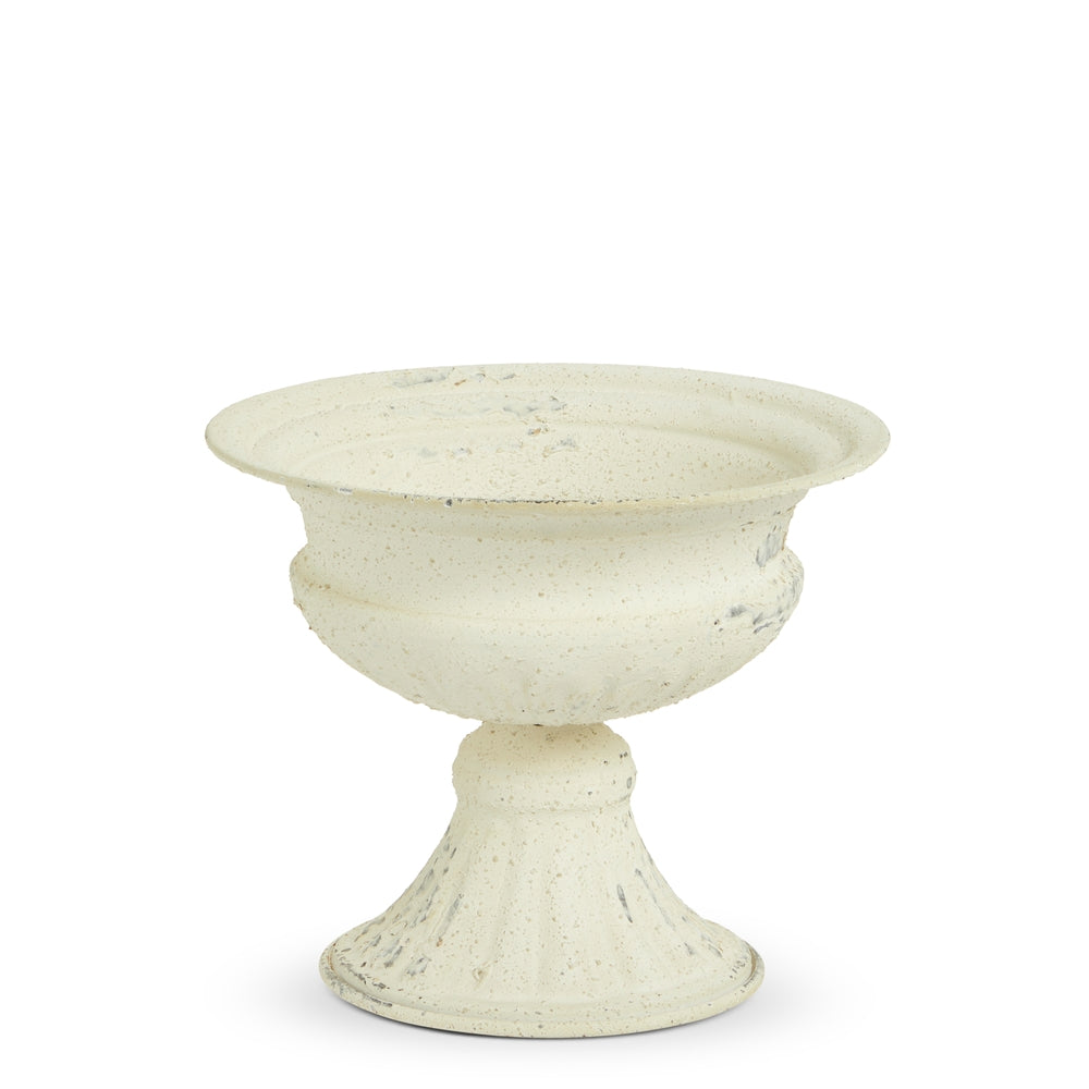 8" White Distressed Urn