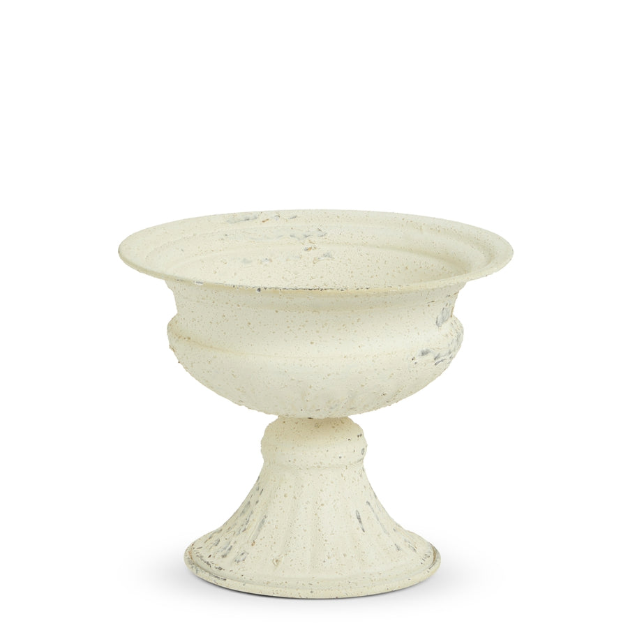 8" White Distressed Urn