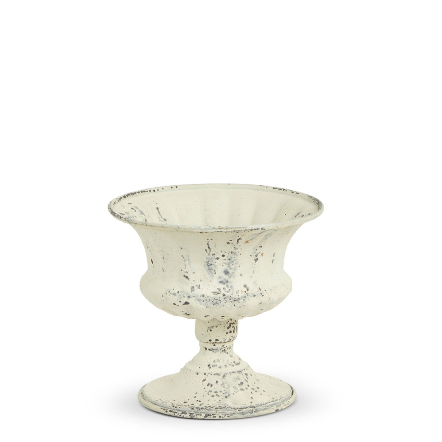 6" White Distressed Urn