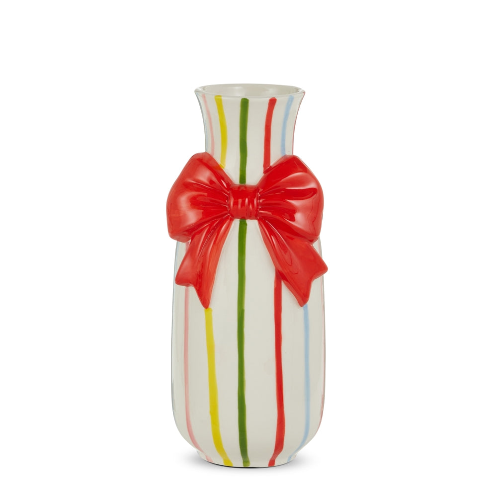 10" Striped Bow Vase