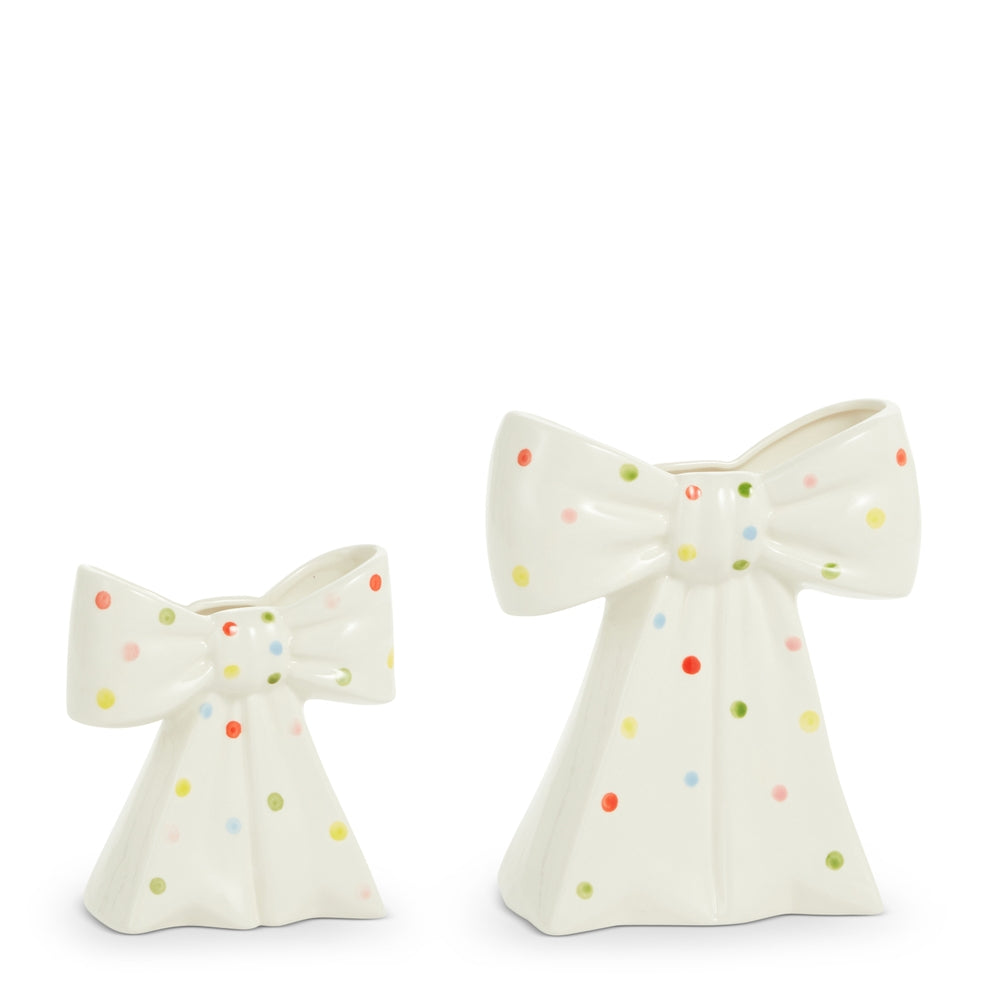 7" Polka Dot Bow Vases