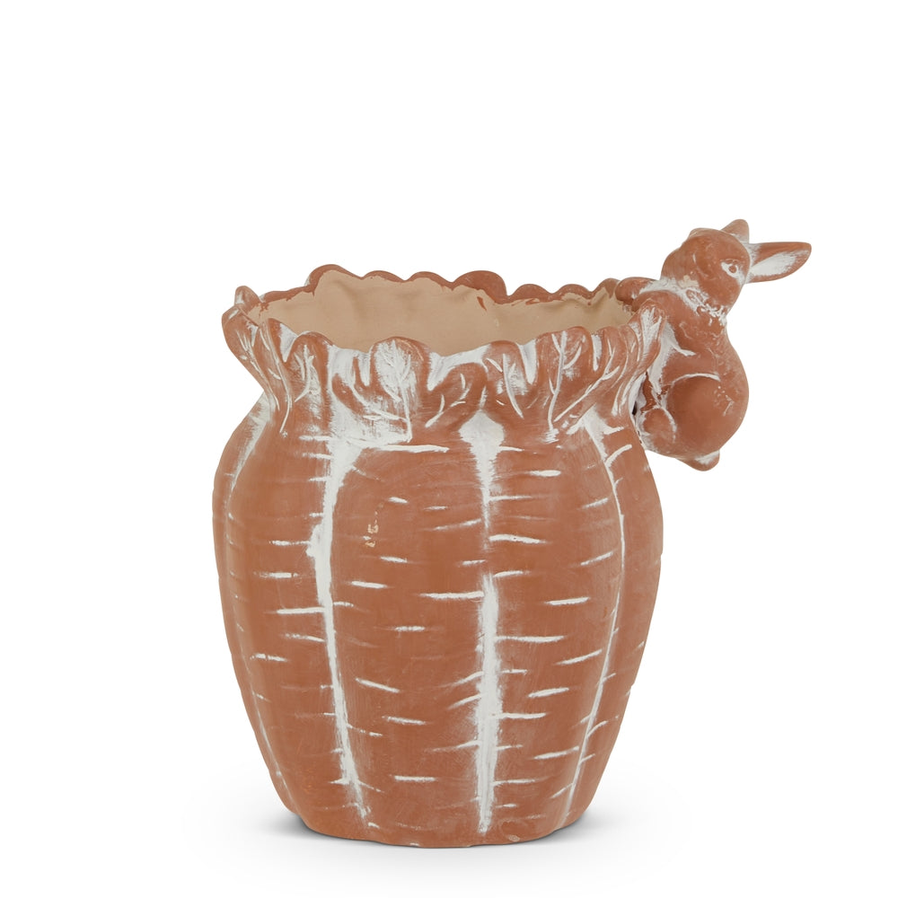 8" Terracotta Carrot and Bunny Vase