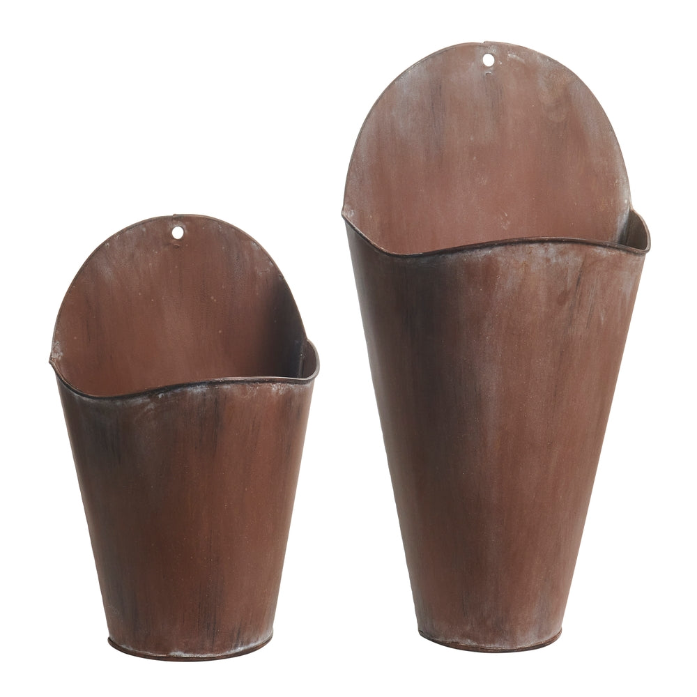 17.75" Distressed Flower Wall Buckets Decor