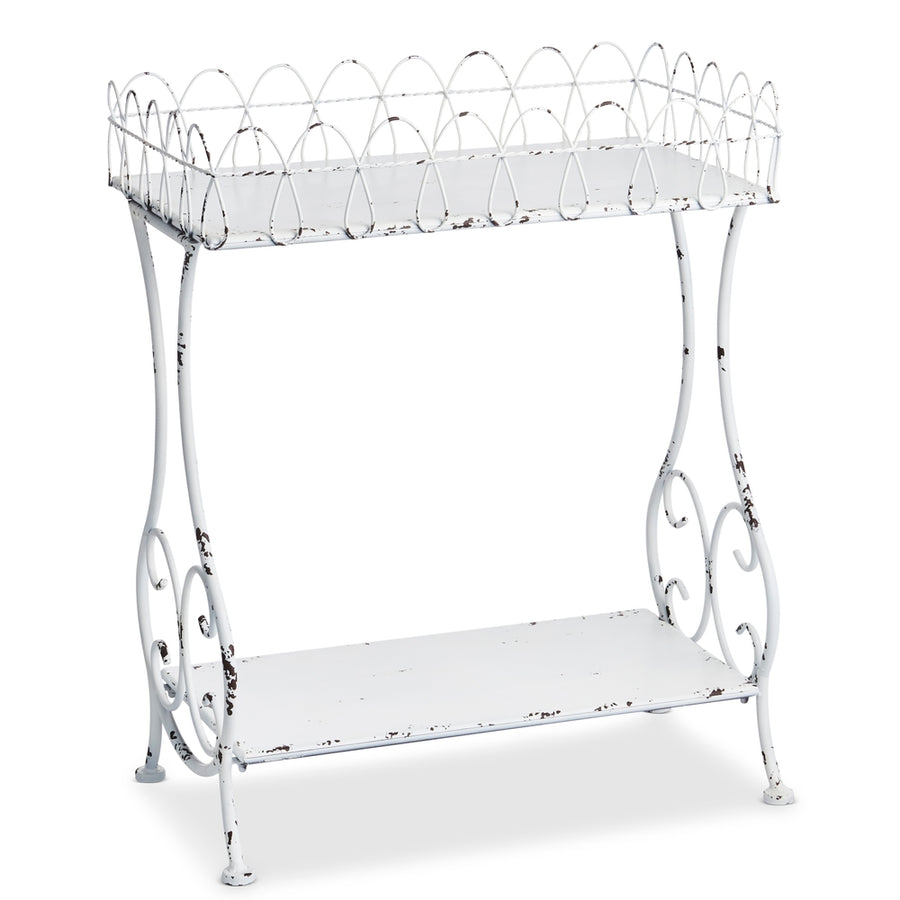 30" White Distressed Table
