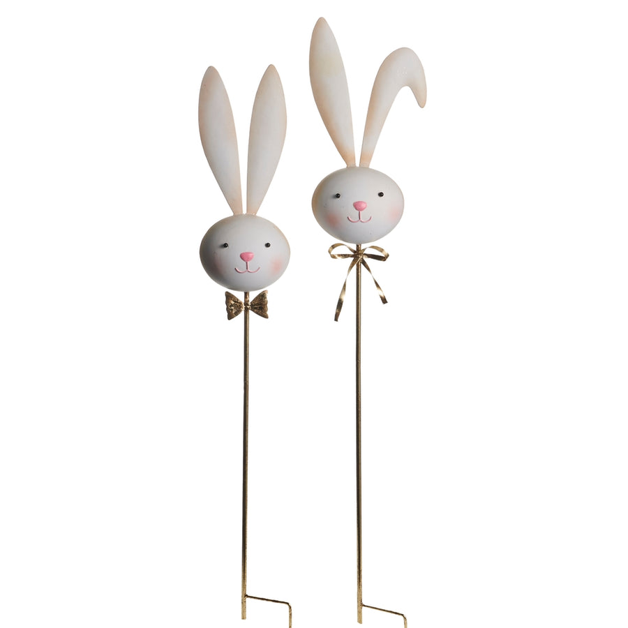 Bunny with Gold Bow Yard Stake