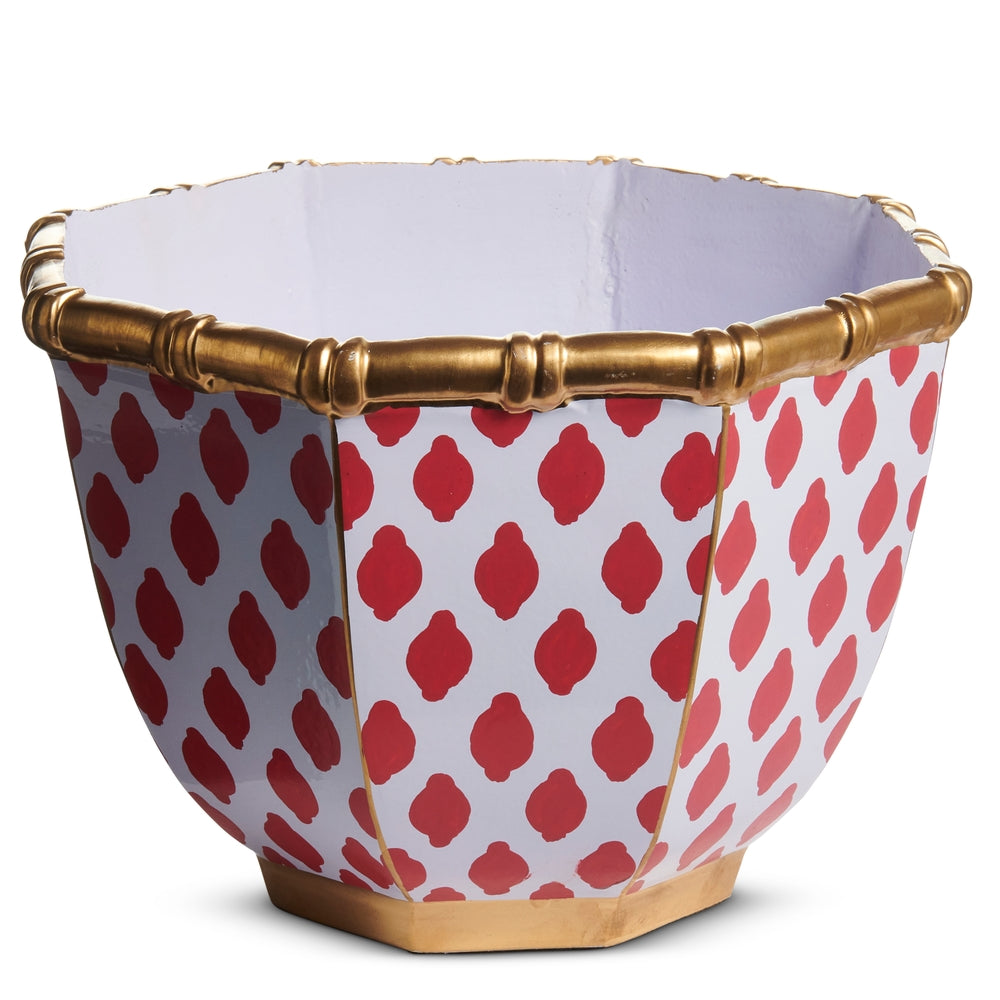 11" Pink and White Patterned Cache Pot