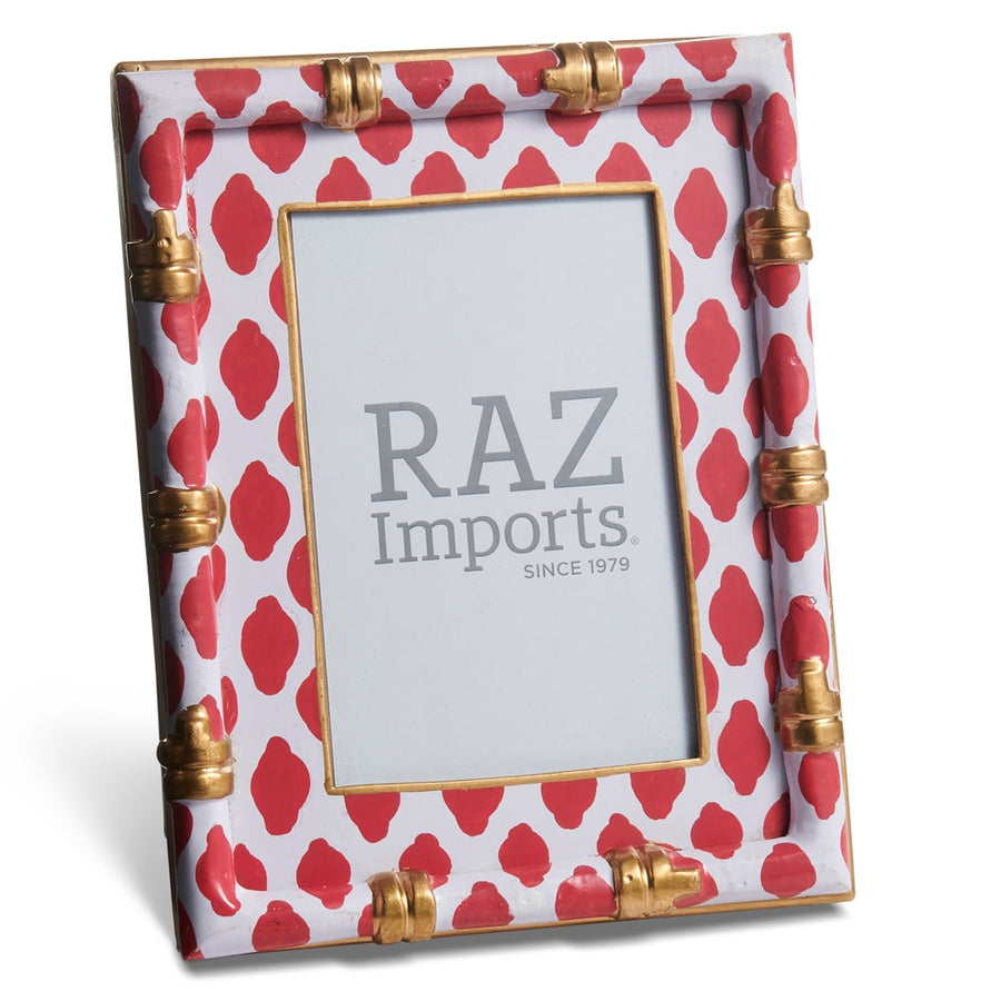 8" Pink and White Pattern Bamboo Picture Frame