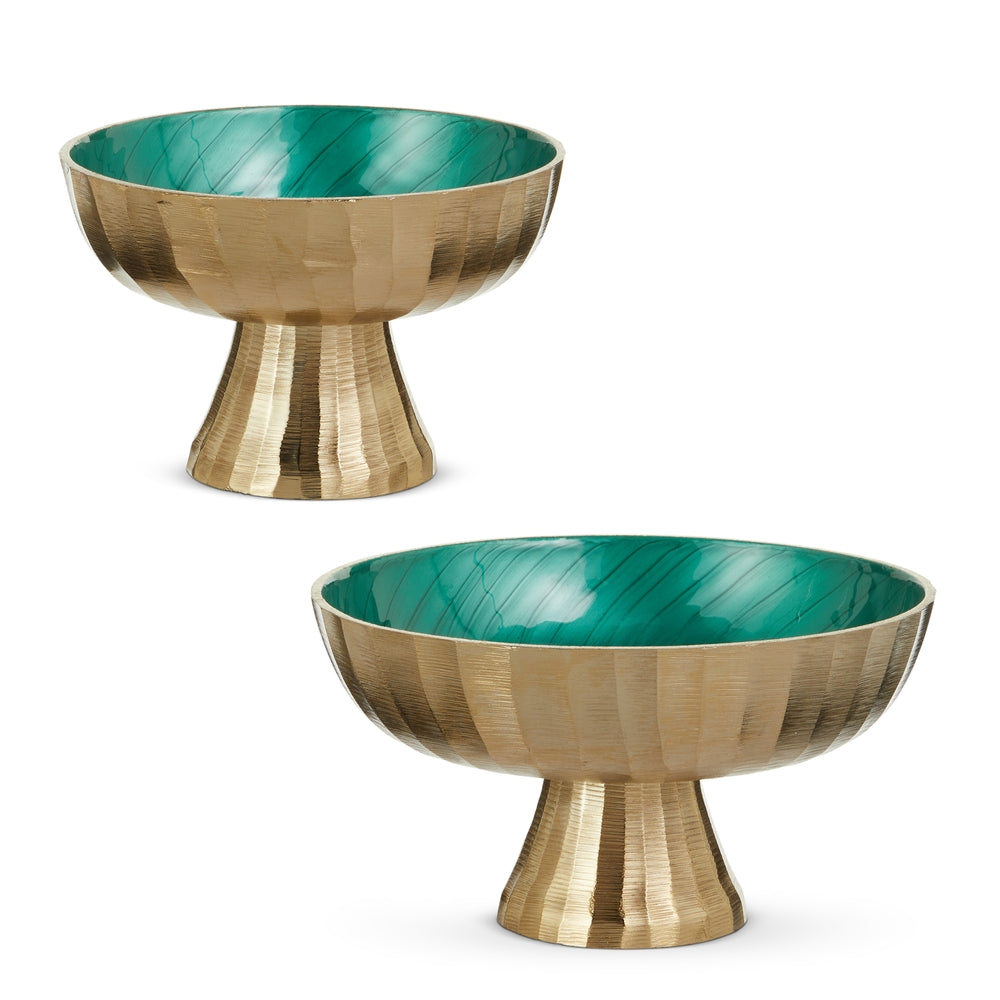 10" Teal and Gold Decorative Bowls