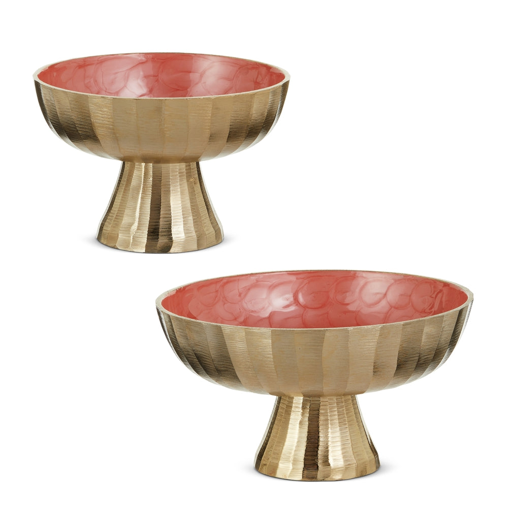 10" Coral and Gold Decorative Bowls