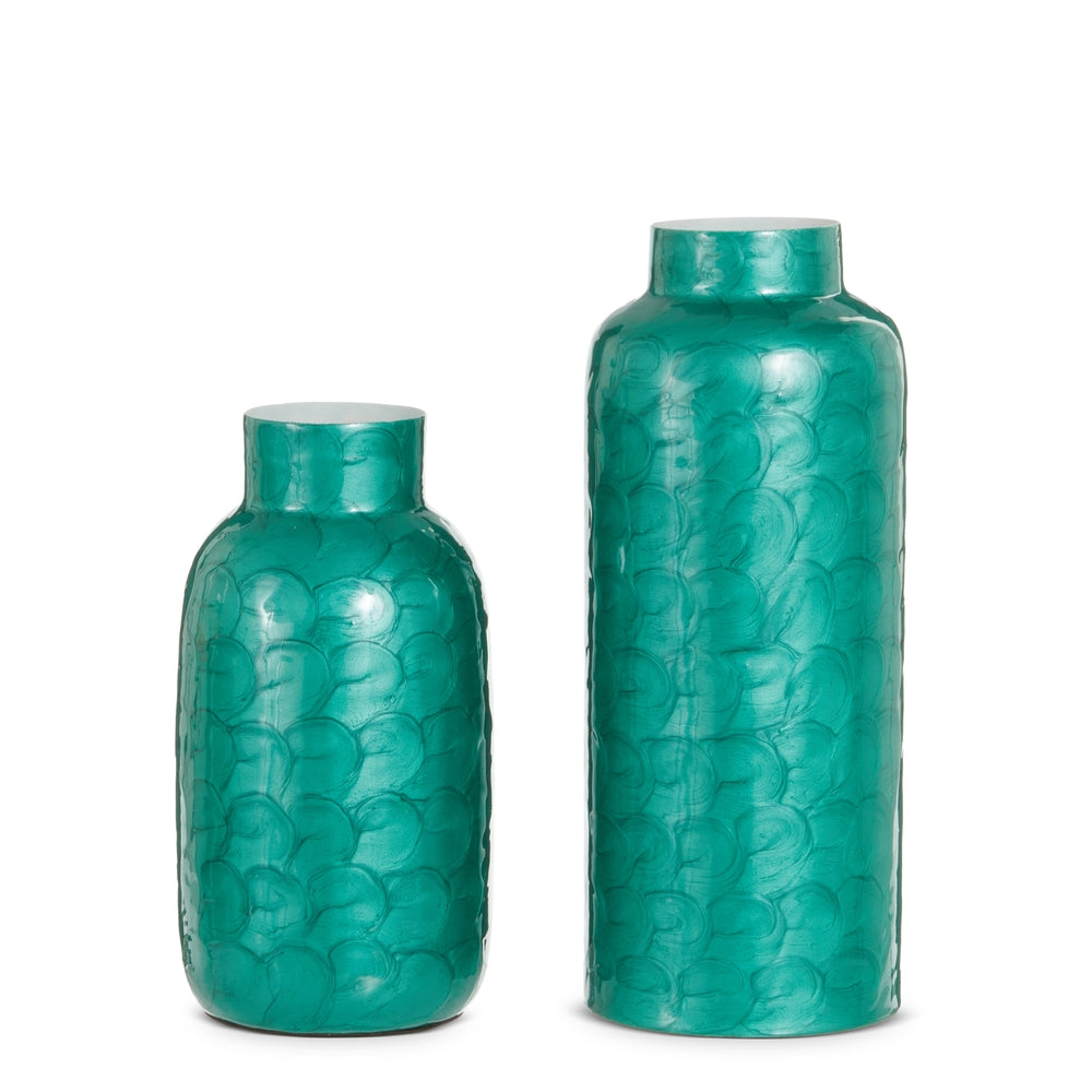 9.75" Green Enamel Decorative Vases