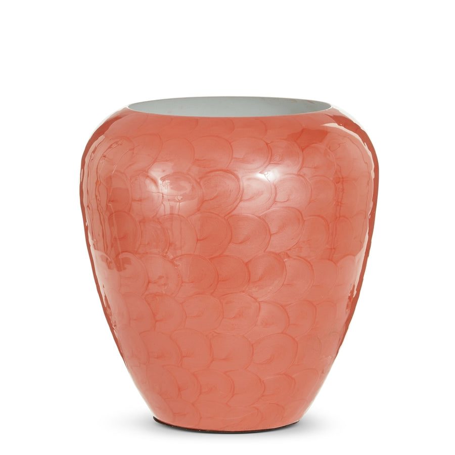 8.25" Coral Enameled Decorative Vase