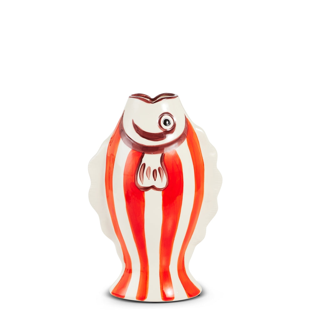 12.25" Red Stripe Fish Vase
