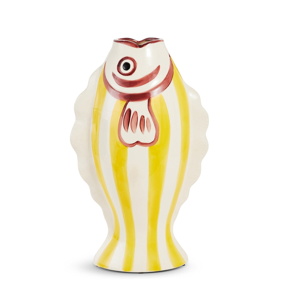 16" Yellow Stripe Fish Vase