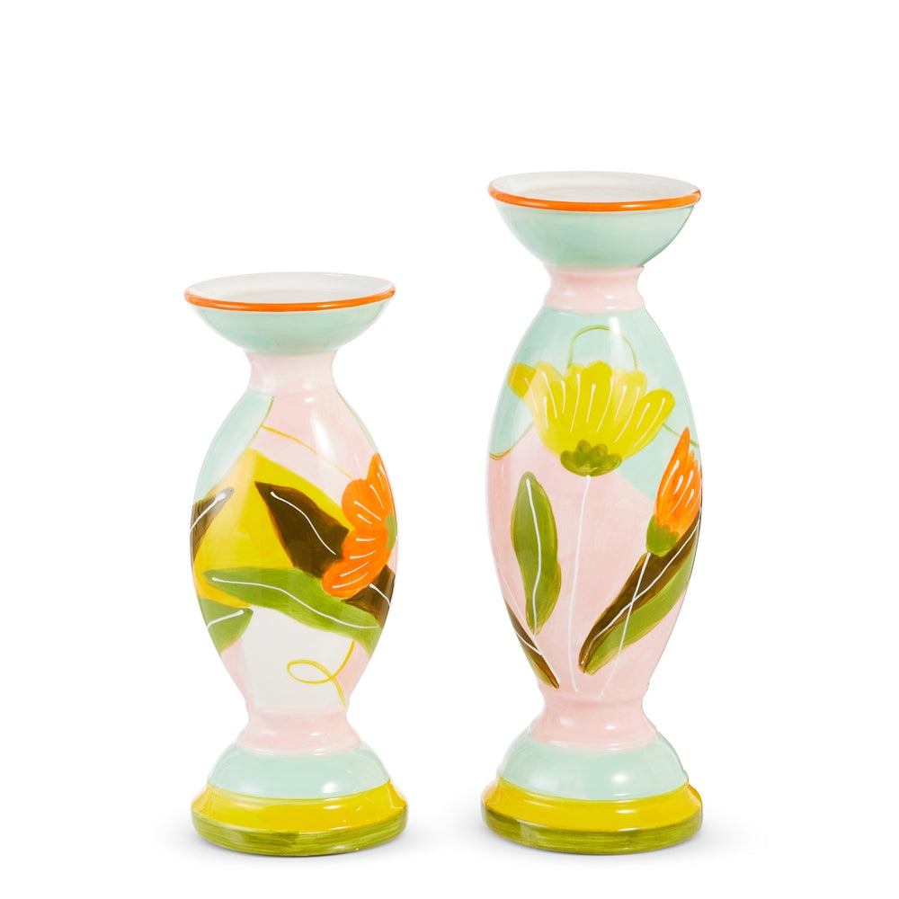 12.25" Floral Candlesticks