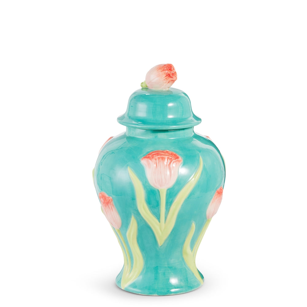 13" Blue Tulip Ginger Jar