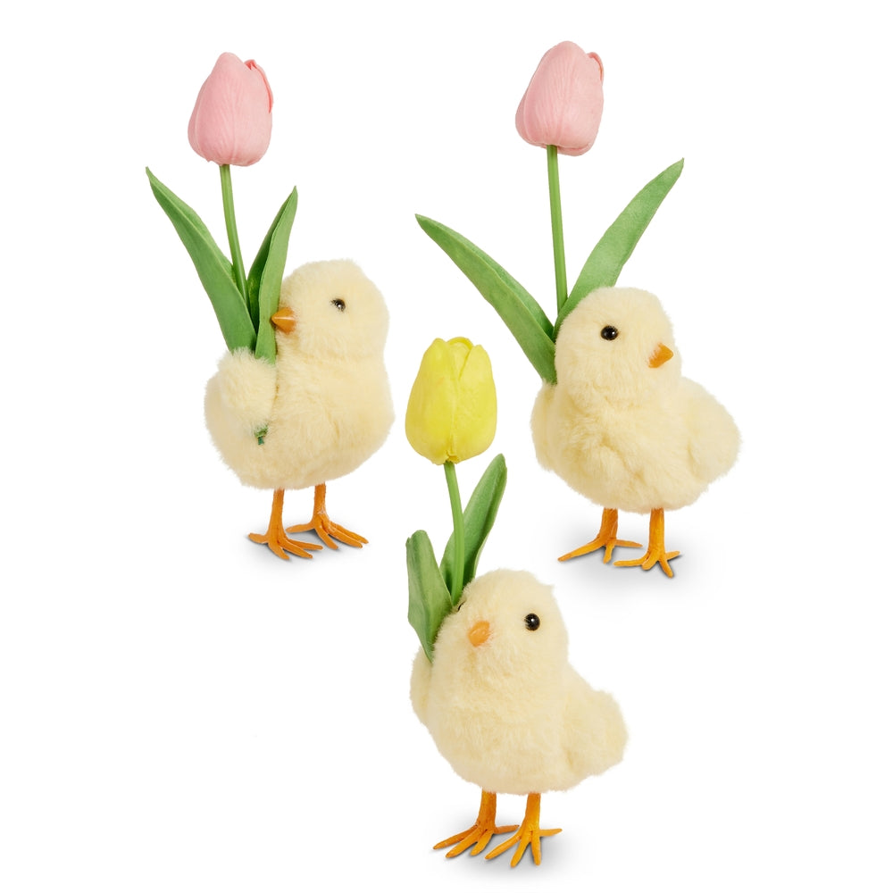 Chick Holding a Tulip