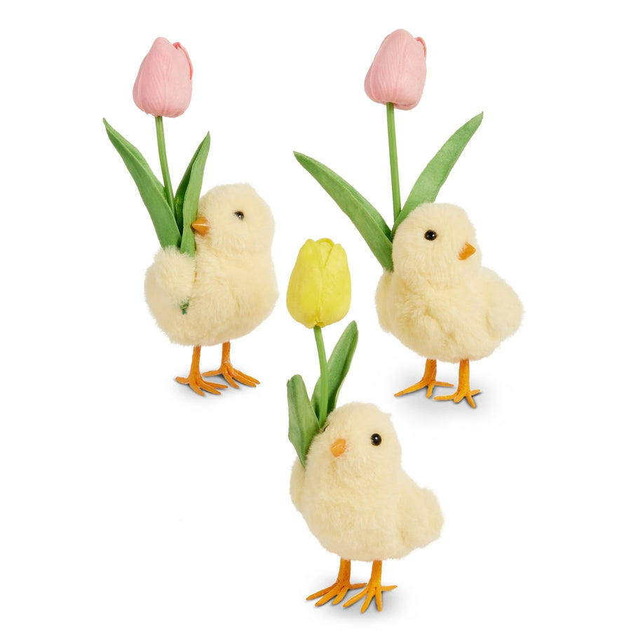 Chick Holding a Tulip