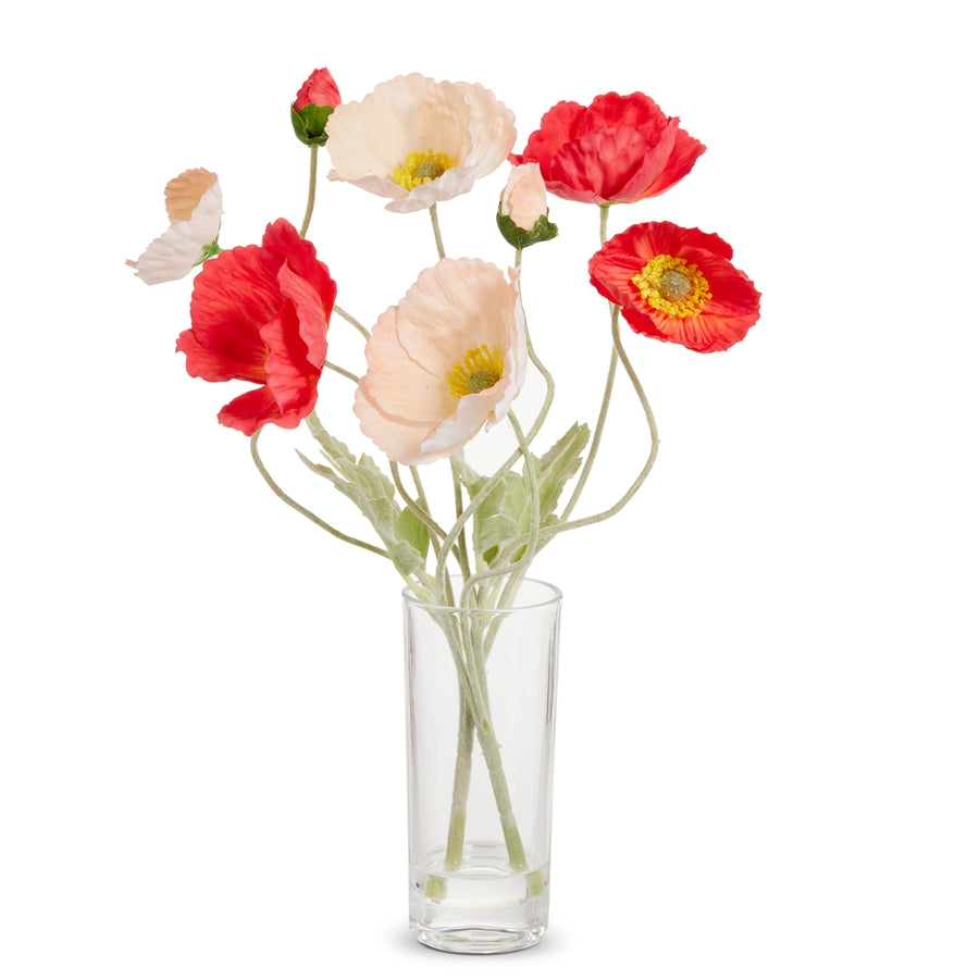 14" Pink and Peach Poppies in Vase