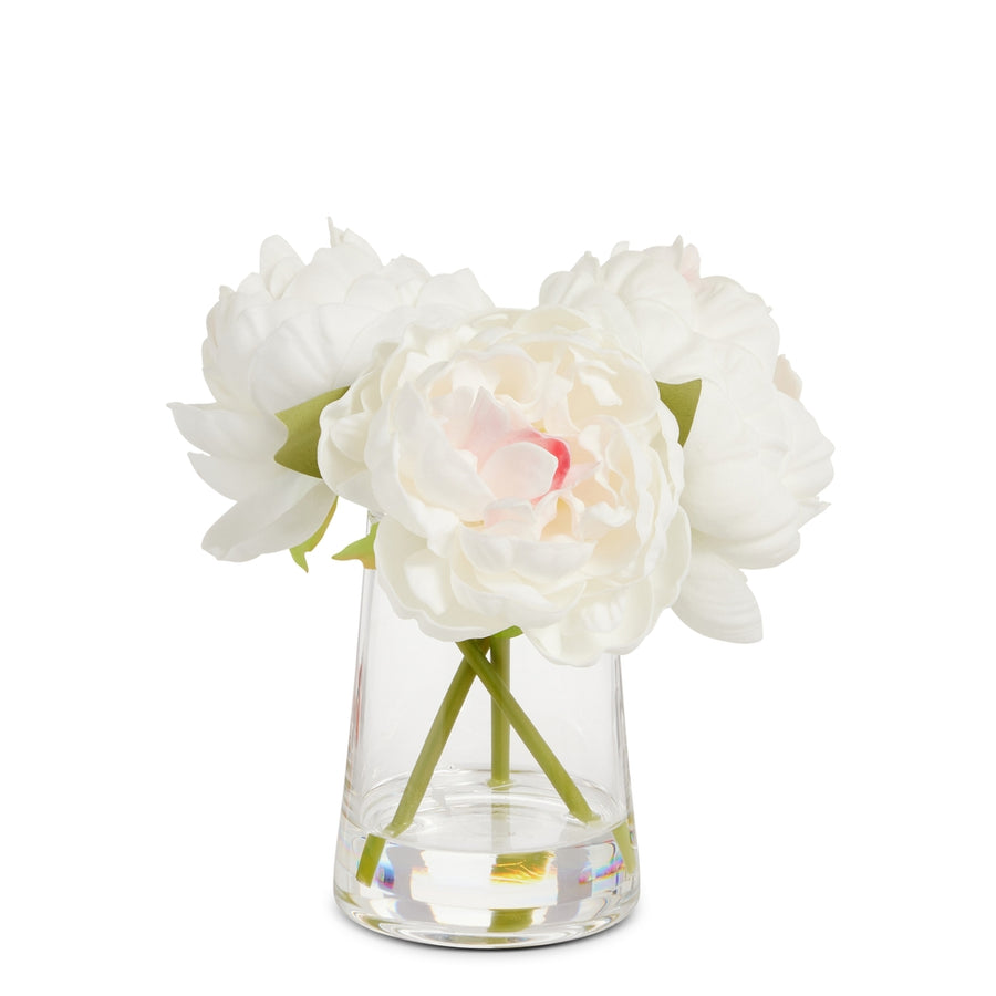 8" White Peonies in Vase