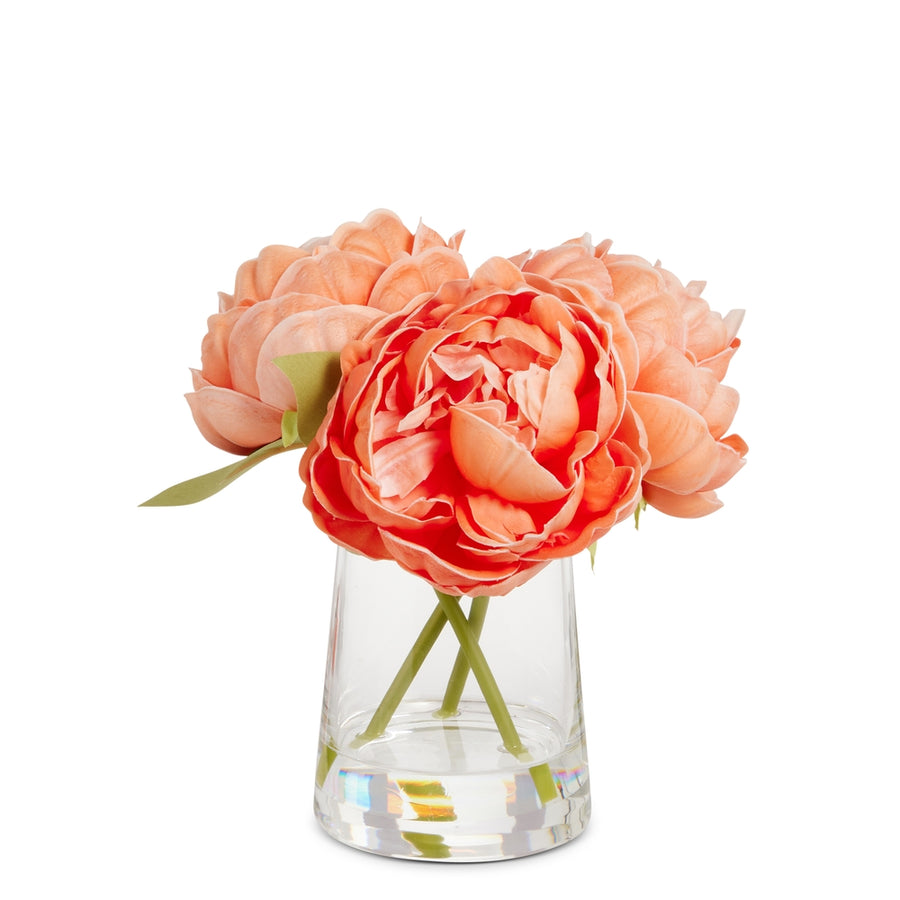 7" Peach Peonies in Vase