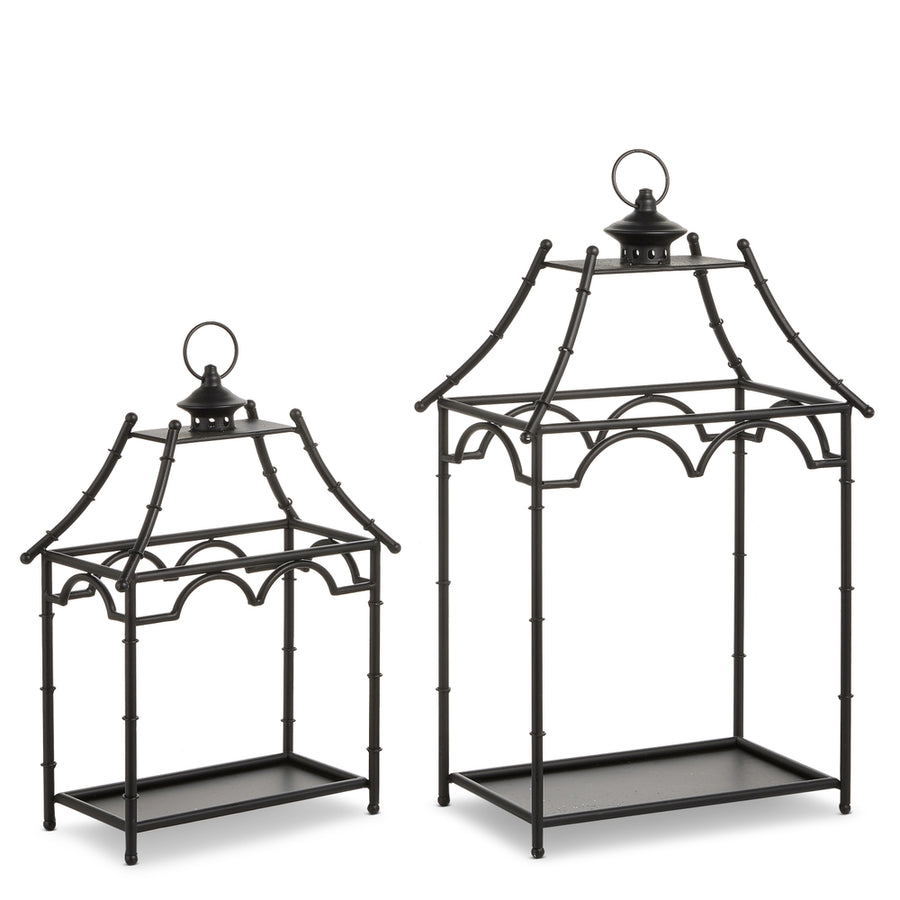 24" Black Bamboo Pagoda Lantern