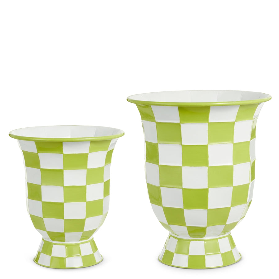 17" Green Checkerboard Planters