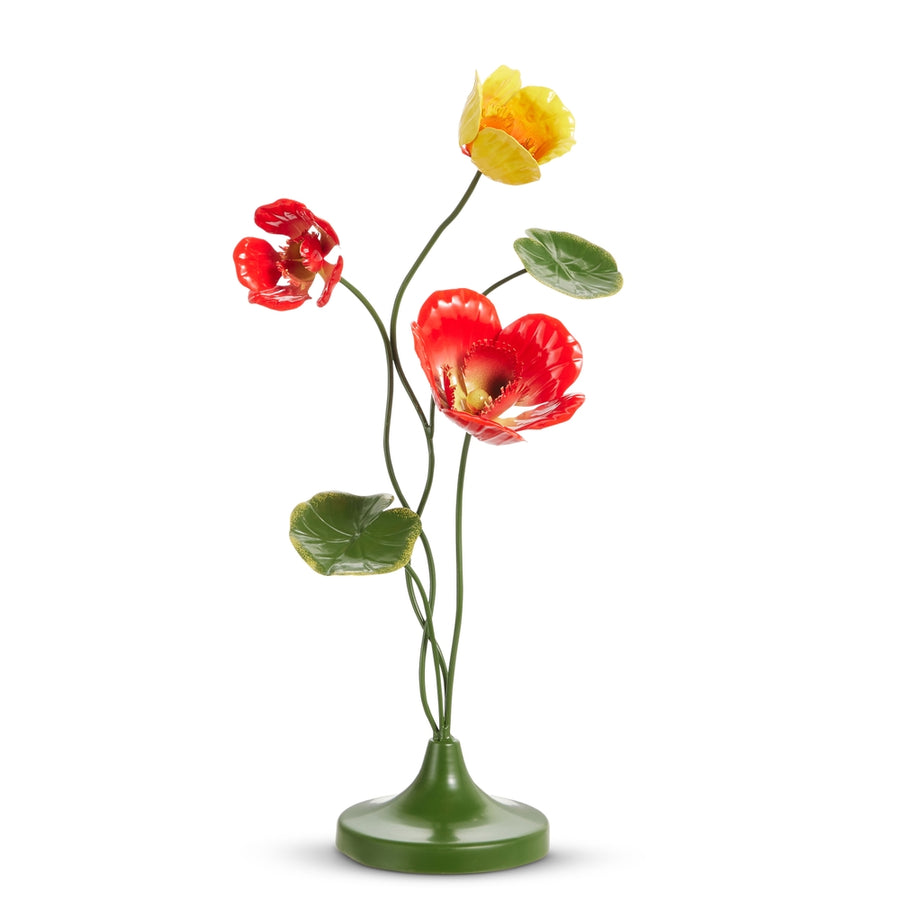 16.5" Yellow Orange Poppy Sculpture