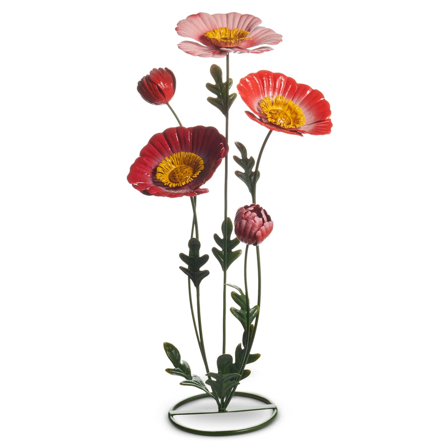 25" Pink Red Poppies Sculpture