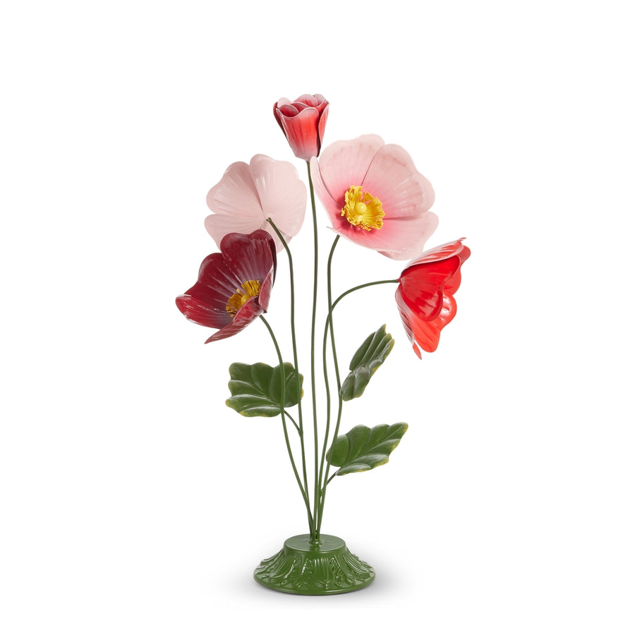 18" Pink Red Poppies Sculpture