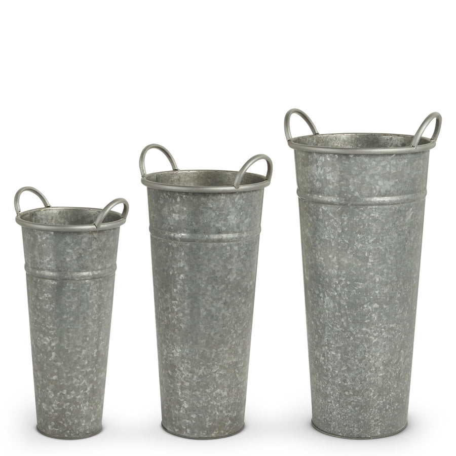 17.5" Galvanized Flower Buckets Decor