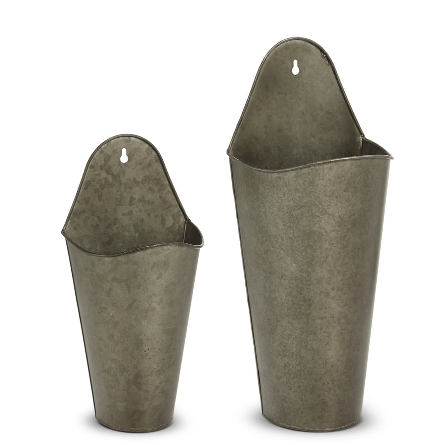16" Galvanized Wall Floral Buckets Decor