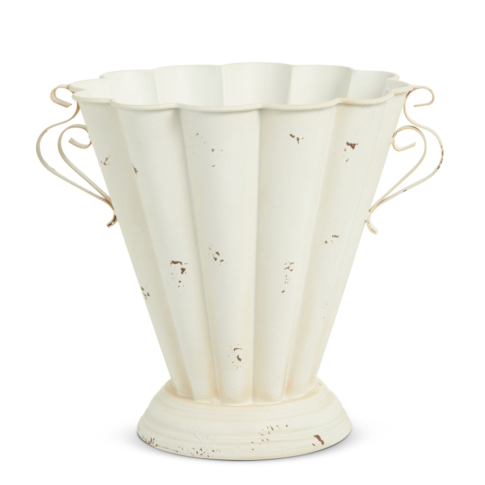 13.25" Distressed Pleated Planter