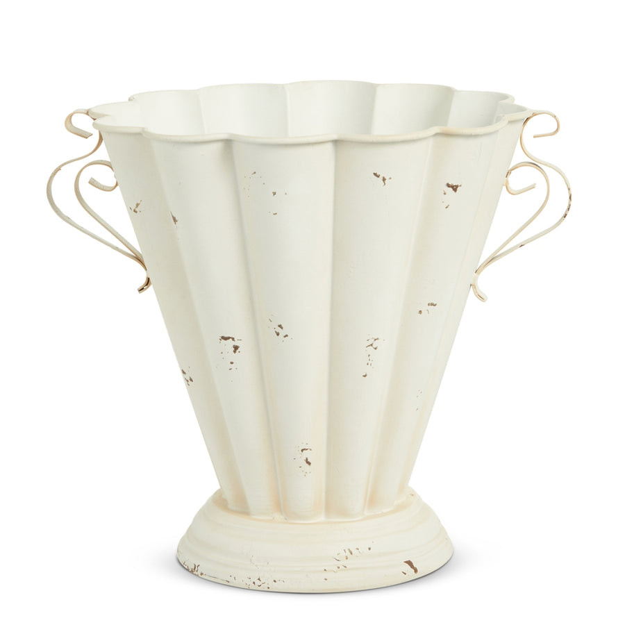 13.25" Distressed Pleated Planter