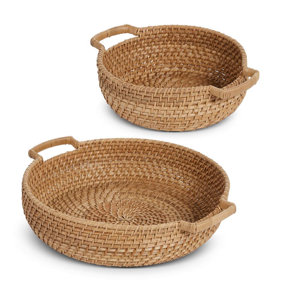 17.5" Rattan Trays with Handles