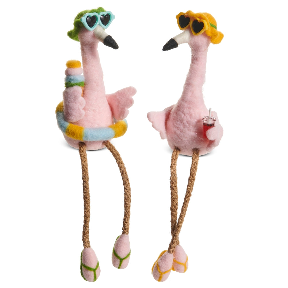 10" Sitting Beachside Flamingo
