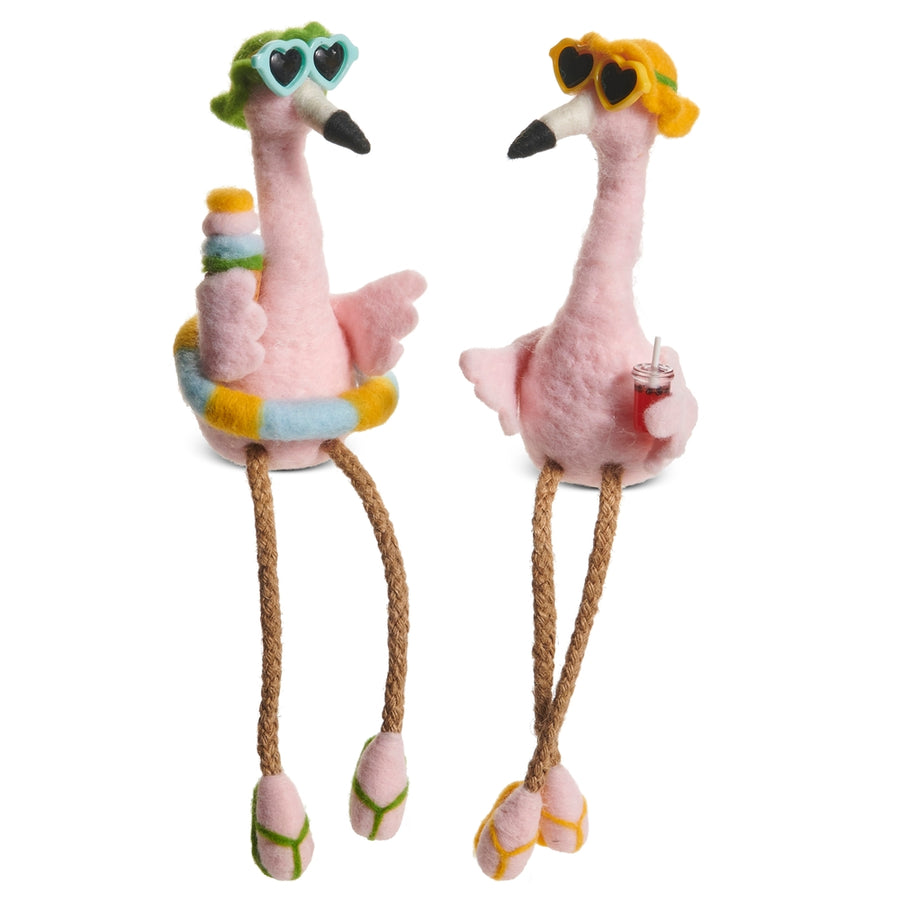 10" Sitting Beachside Flamingo