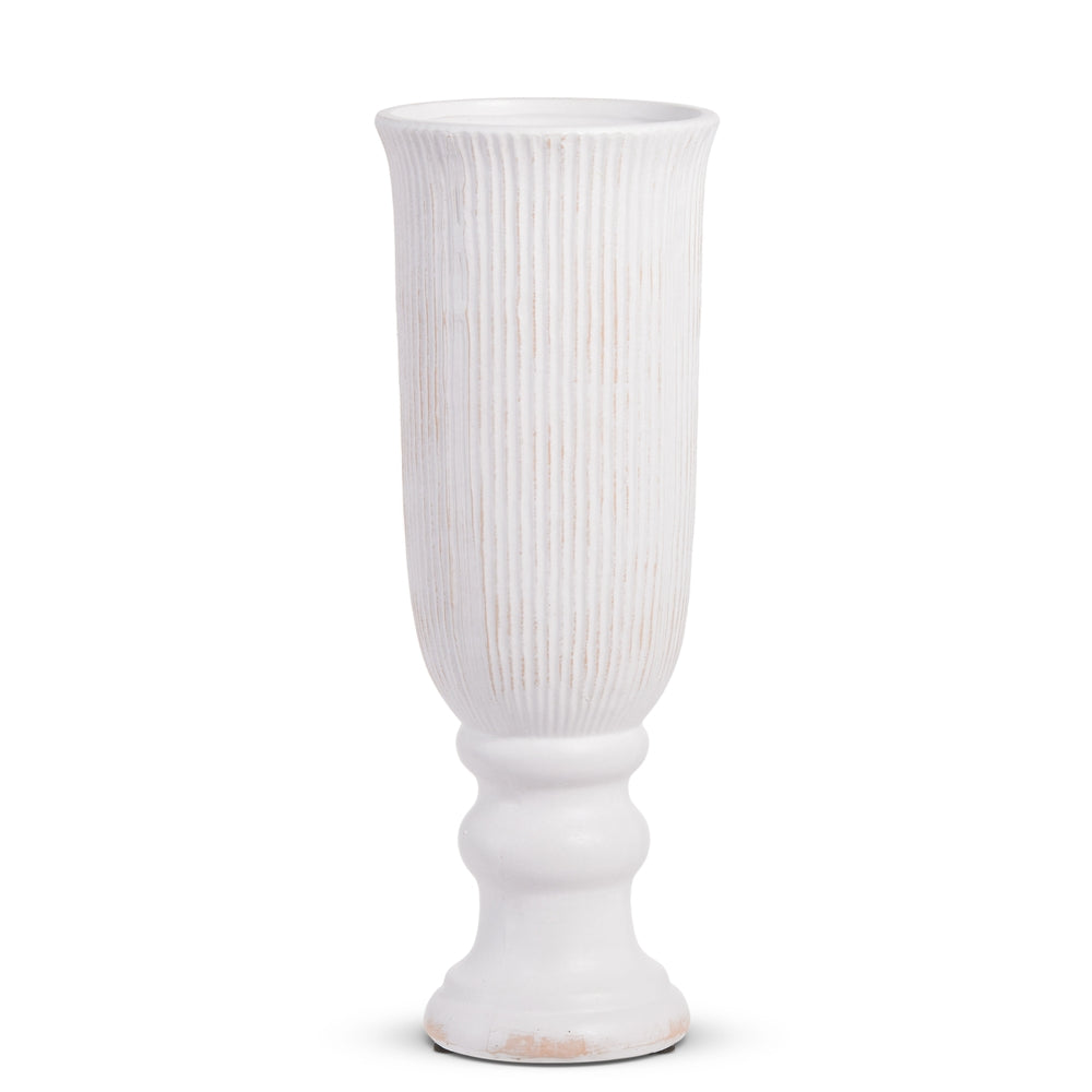 16.75" Tall White Stoneware Urn