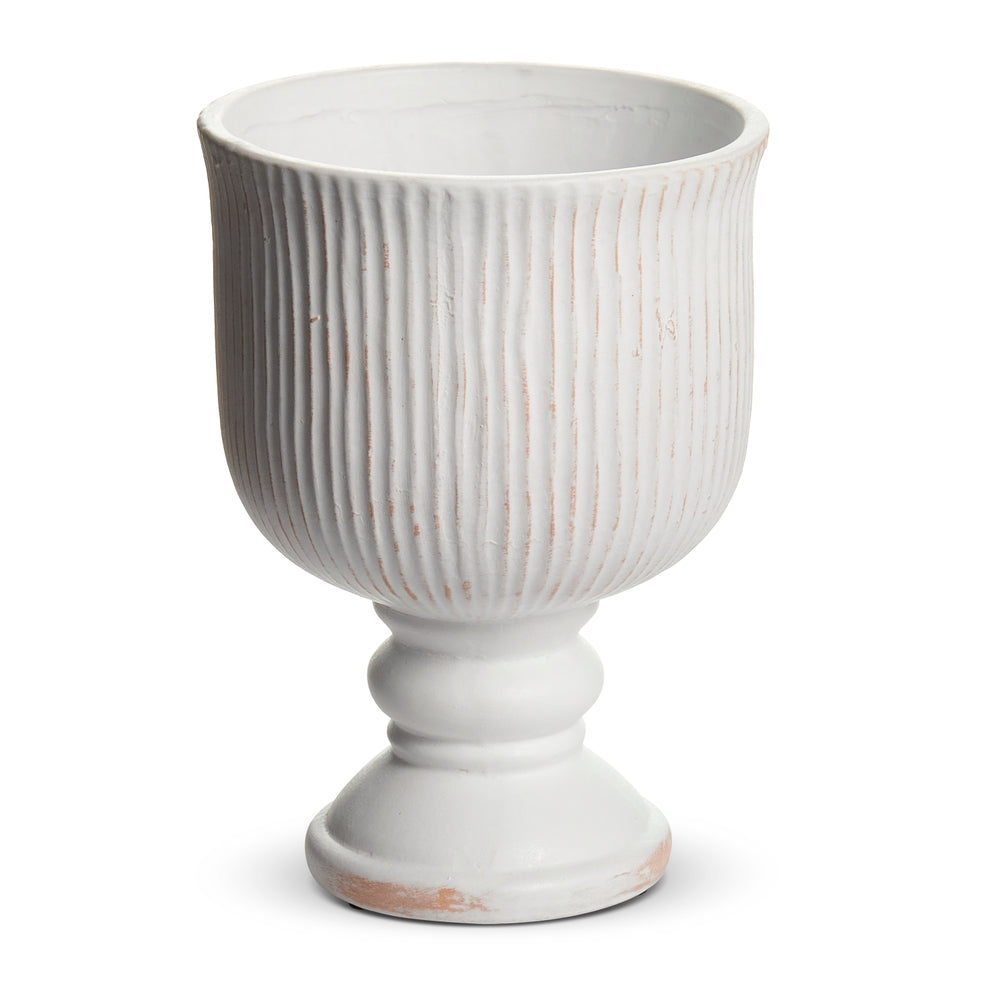 9.5" White Stoneware Planter