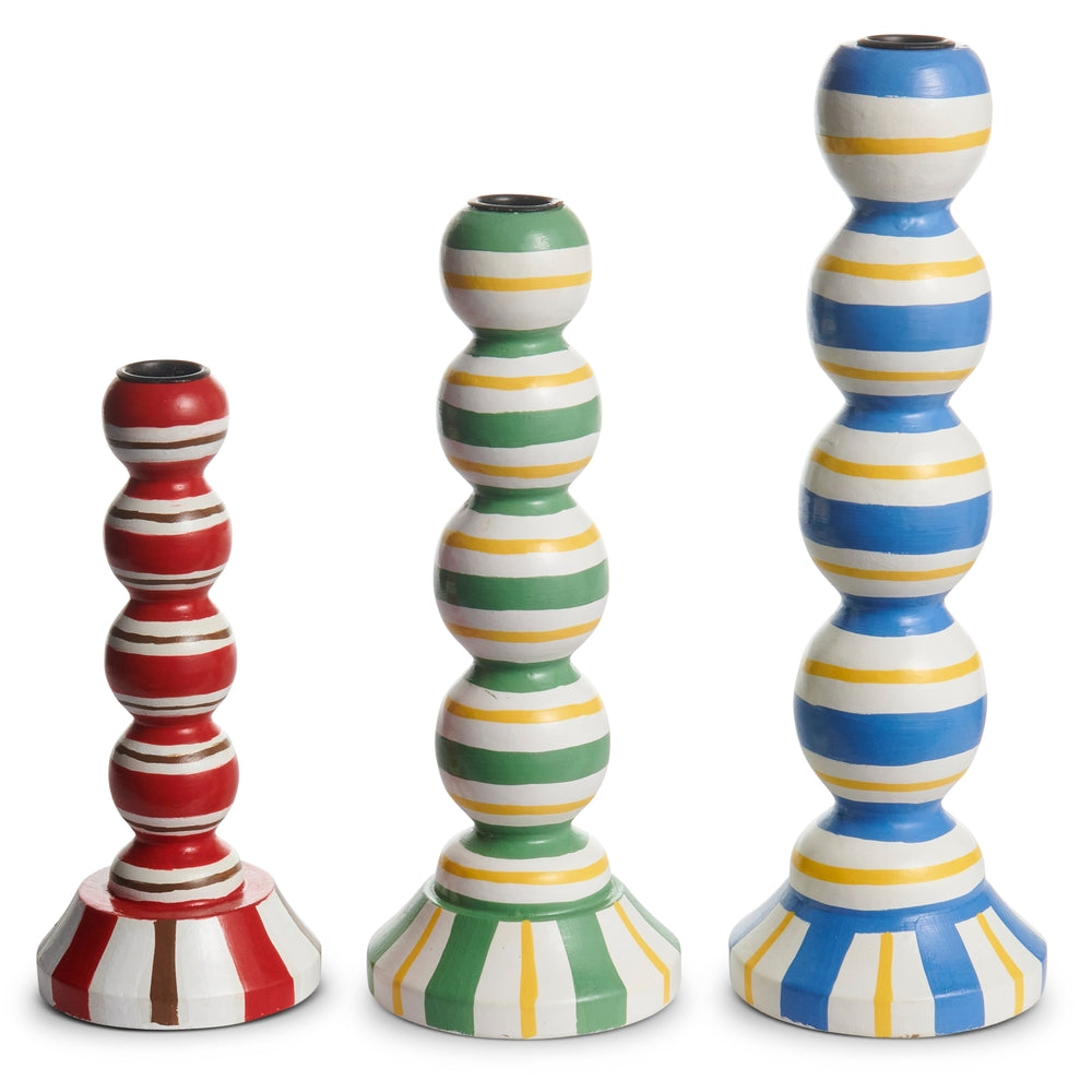 11.75" Summer Striped Candlesticks