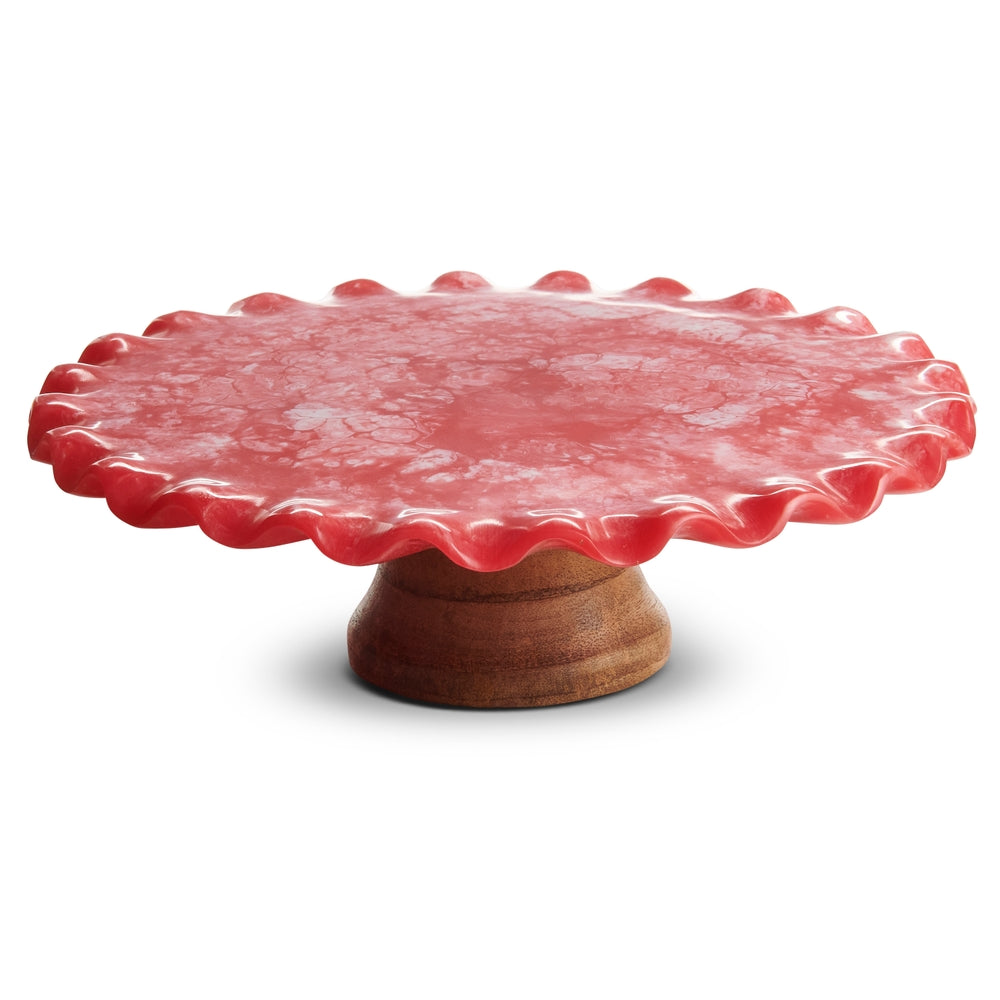 11" Pink Ruffled Decorative Cake Stand