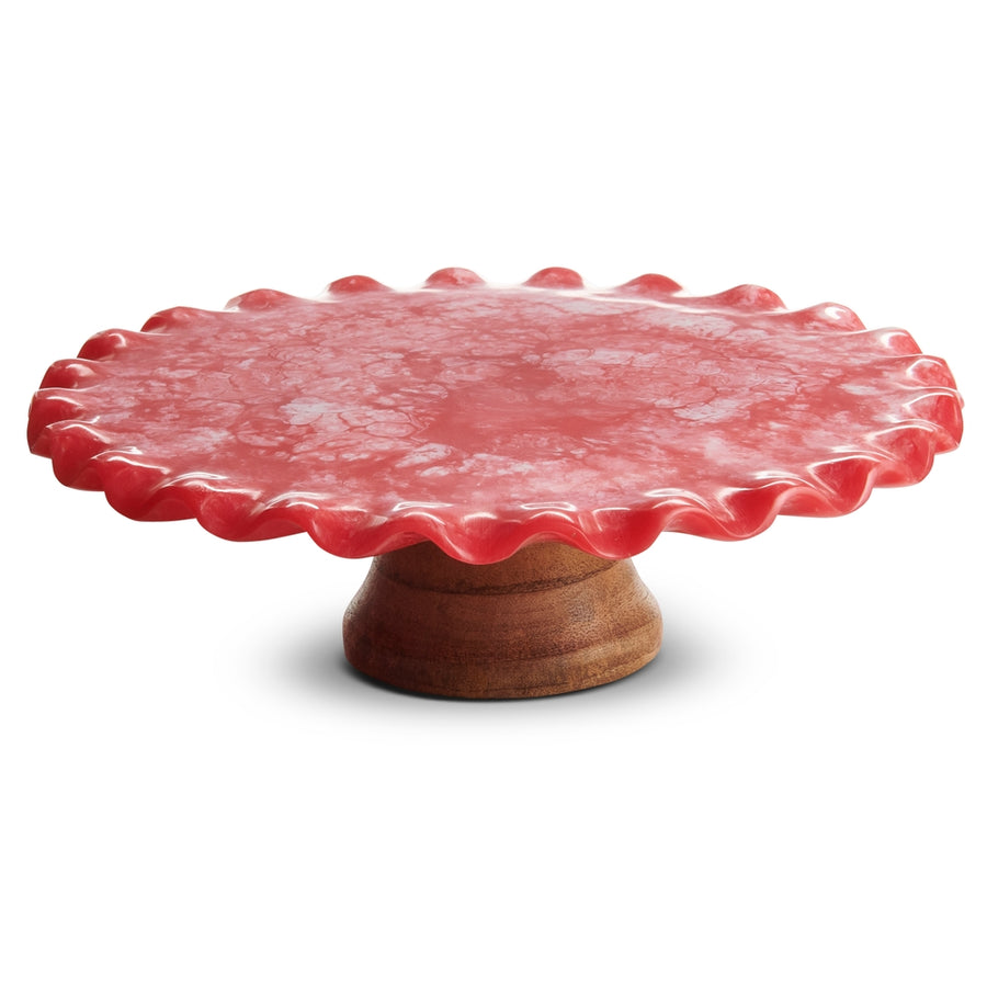 11" Pink Ruffled Decorative Cake Stand