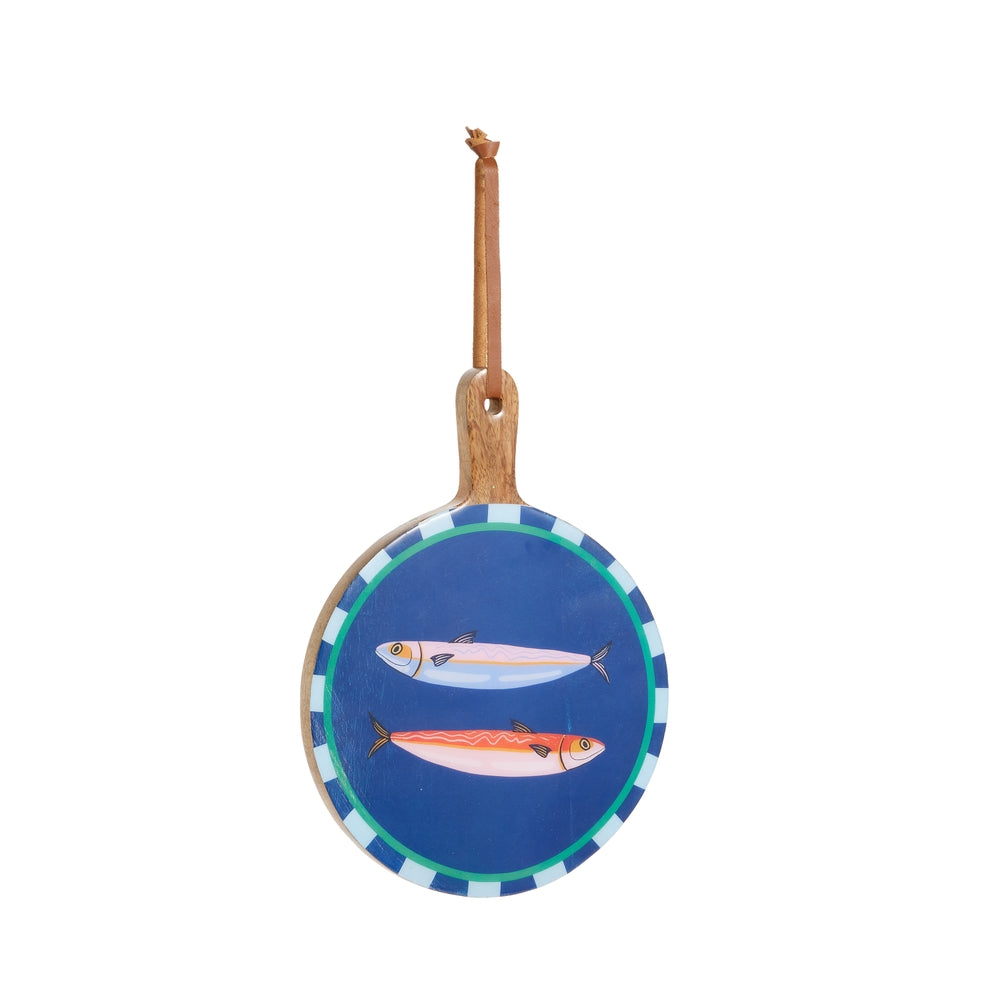 12" Blue Sardine Decorative Serving Board