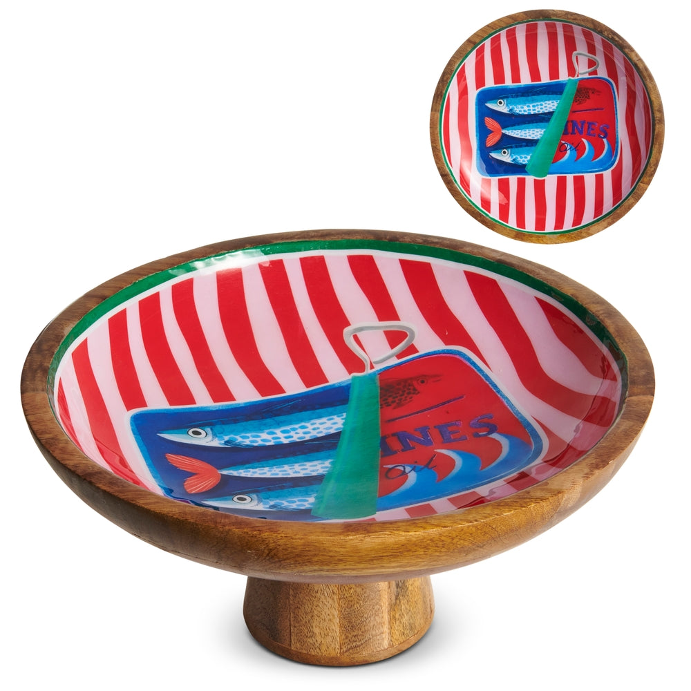 11.75" Sardine Stripe Decorative Bowl on Pedestal