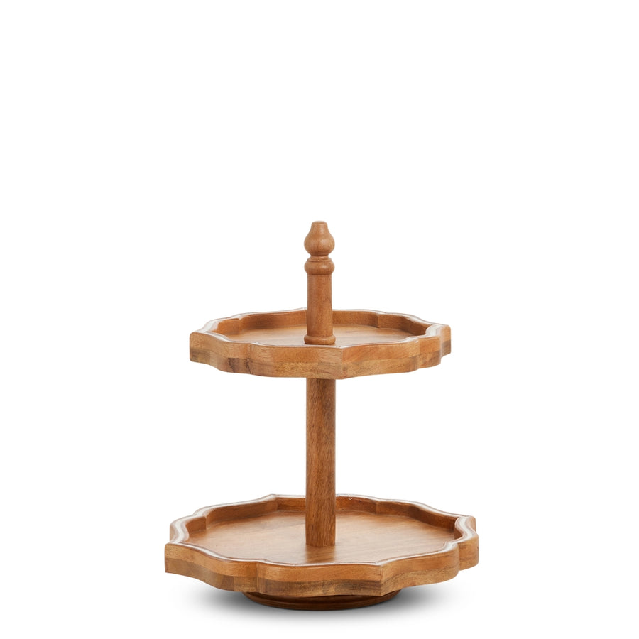17" 2 Tiered Medallion Shape Stand