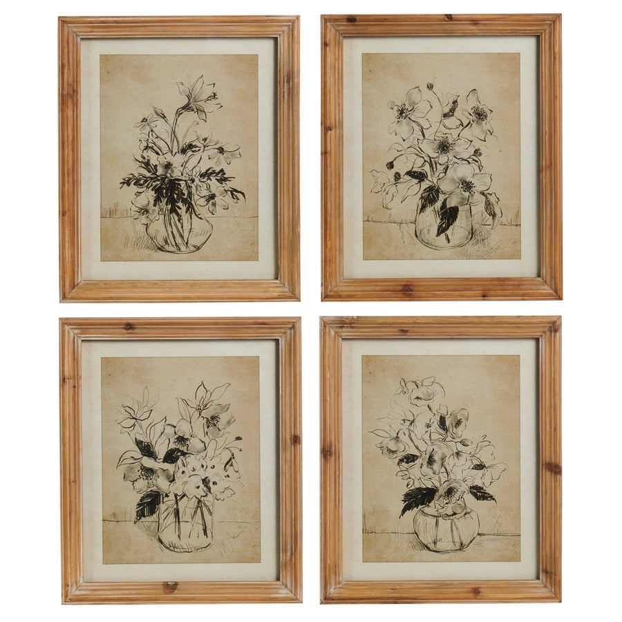 16.75" Black and White Botanicals Wall Art