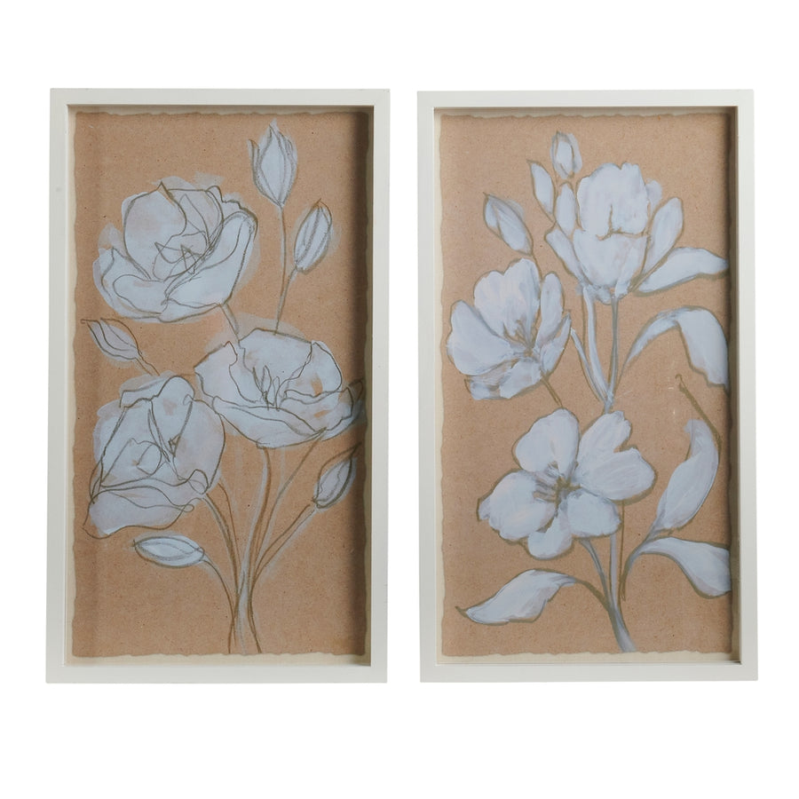 27.5" Subtle Floral Framed Wall Art
