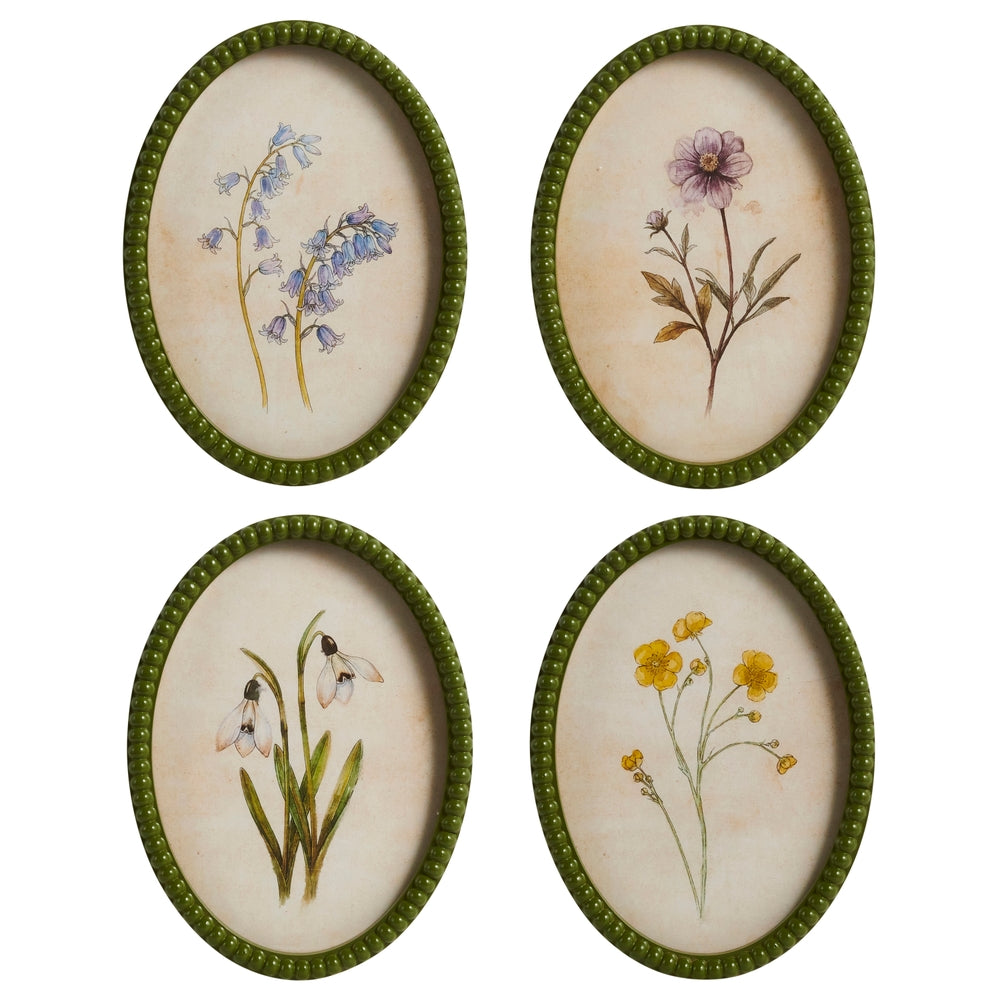 10.5" Petite Floral Framed Oval Wall Art