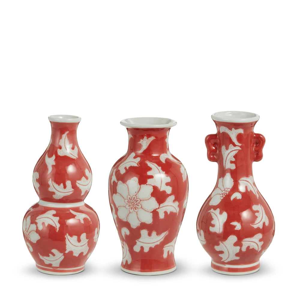 7.25" Carmine Red Floral Bud Vase