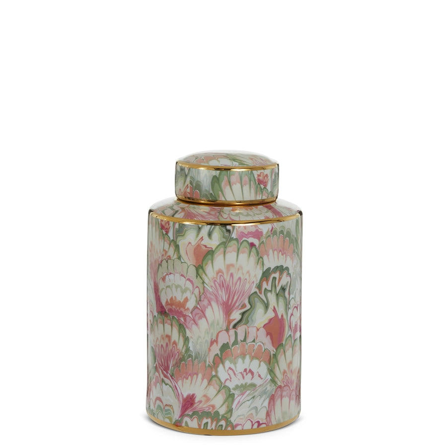 12" Floral Marbling Decorative Jar